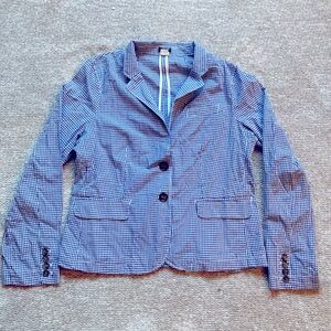J Crew Gingham Blazer 100% Cotton Size 8 Classic Basic Office‎